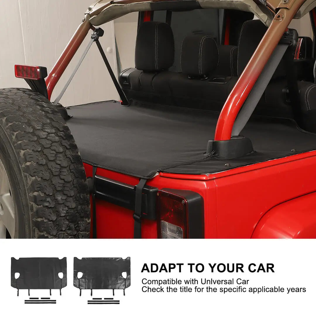 For 2007-2018 Jeep Wrangler JK 4-Door Rear Cargo Cover Privacy Shade Trunk Luggage Cover Waterproof
