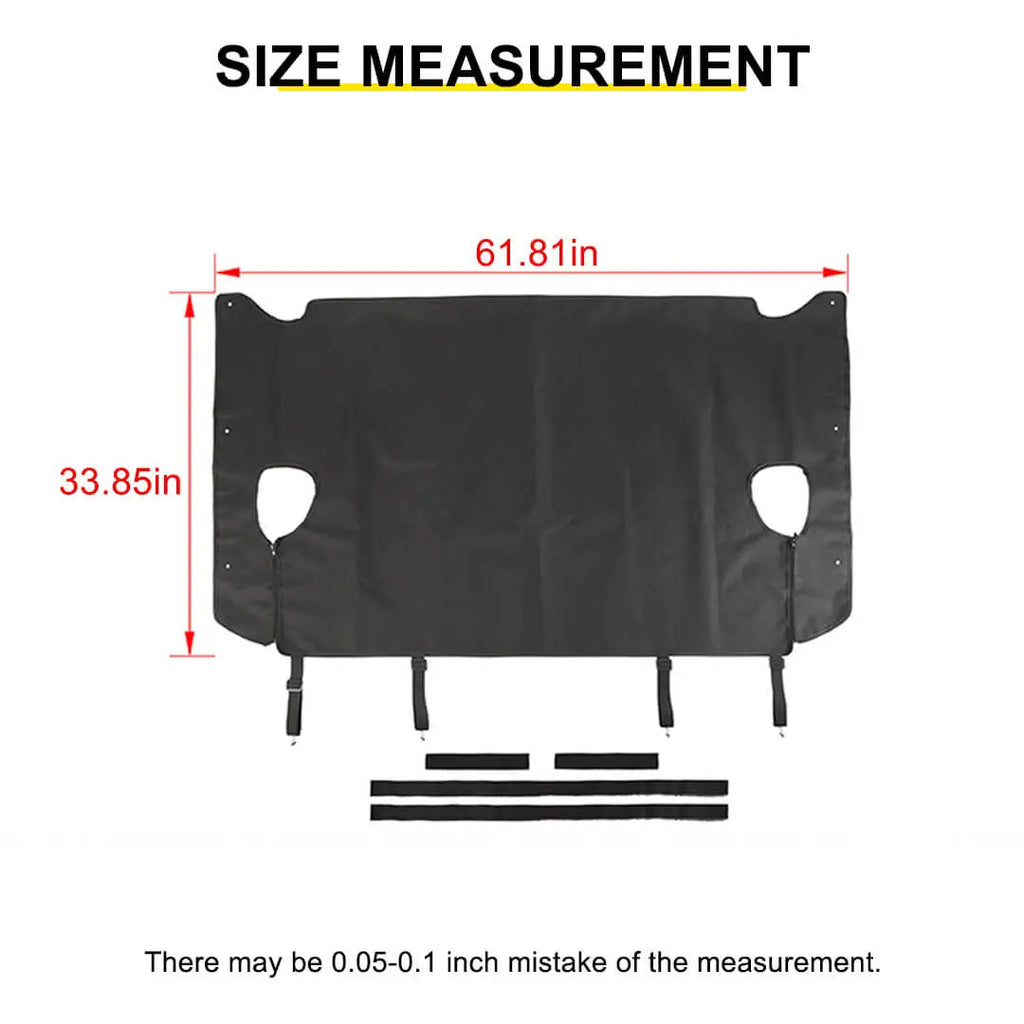 For 2007-2018 Jeep Wrangler JK 4-Door Rear Cargo Cover Privacy Shade Trunk Luggage Cover Waterproof