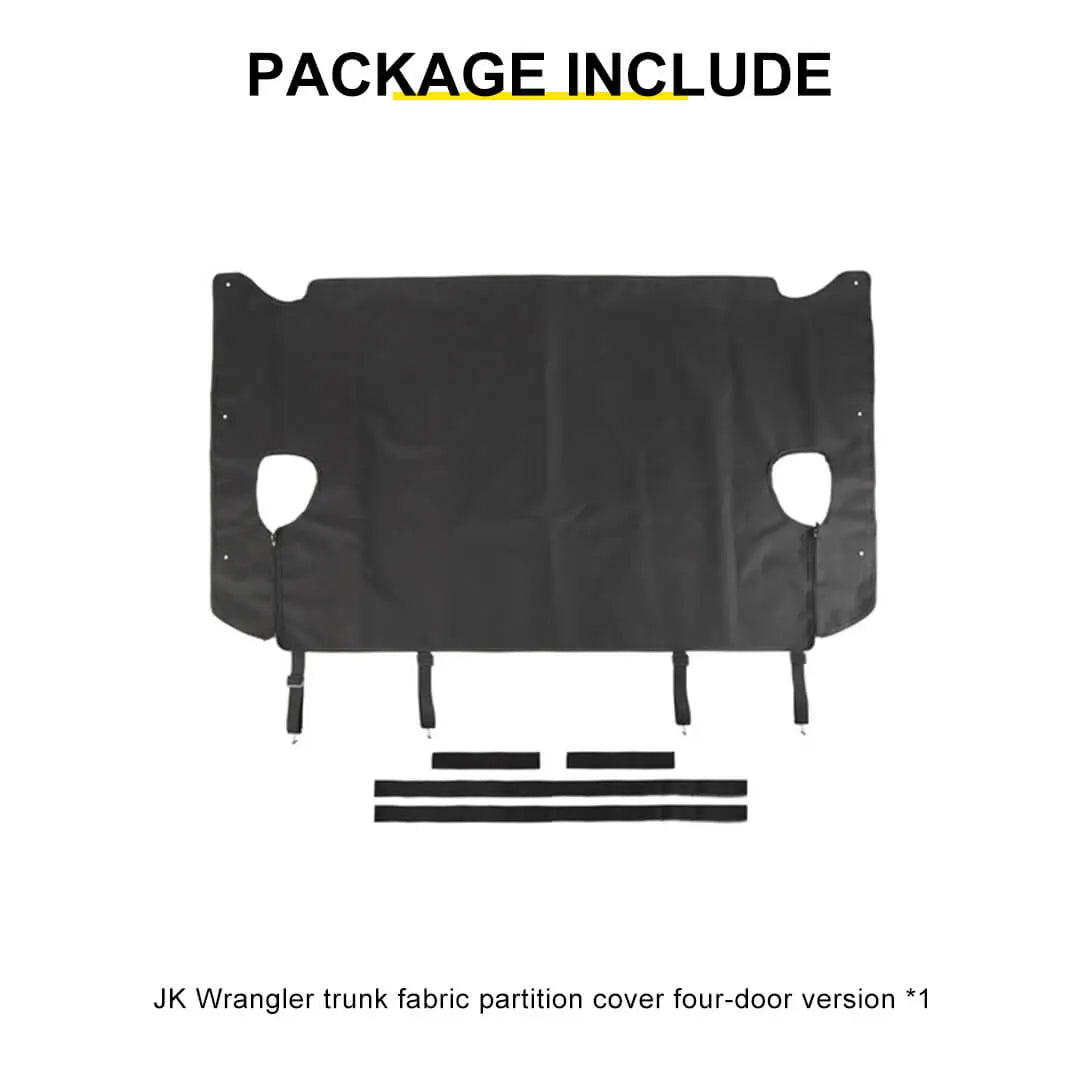For 2007-2018 Jeep Wrangler JK 4-Door Rear Cargo Cover Privacy Shade Trunk Luggage Cover Waterproof