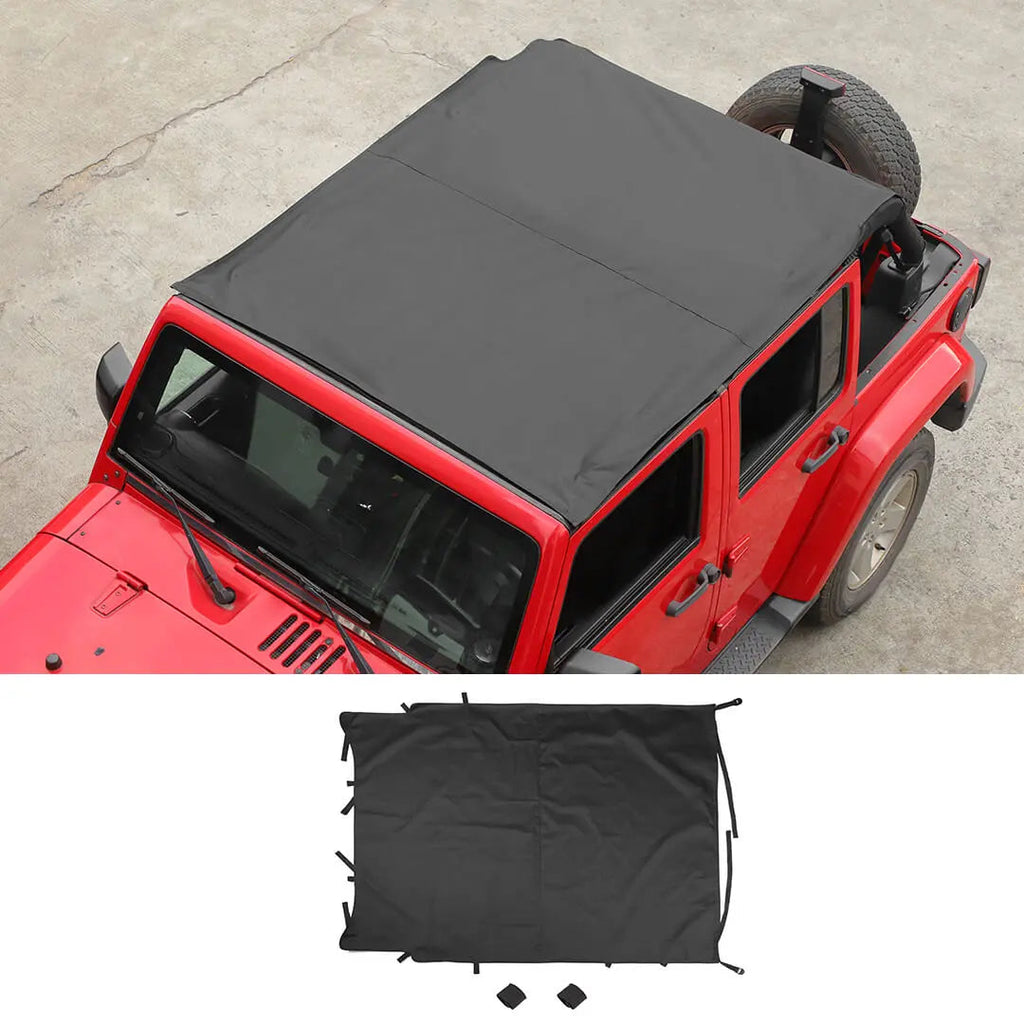 For 2007-2018 Jeep Wrangler JK 4 Door Sunshade Soft Top Sunbonnet Nylon Fabric