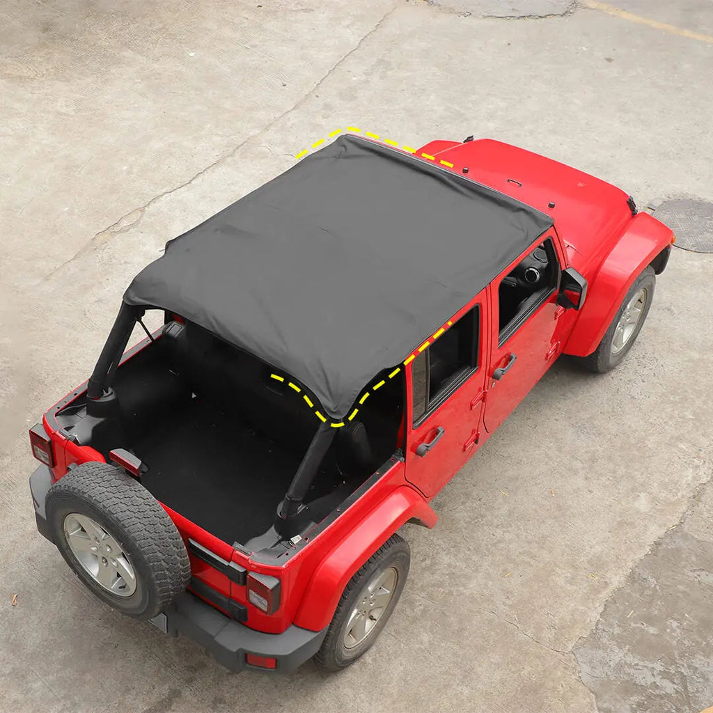 For 2007-2018 Jeep Wrangler JK 4 Door Sunshade Soft Top Sunbonnet Nylon Fabric