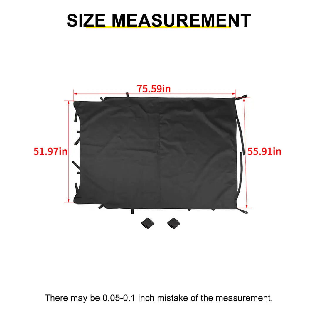 For 2007-2018 Jeep Wrangler JK 4 Door Sunshade Soft Top Sunbonnet Nylon Fabric