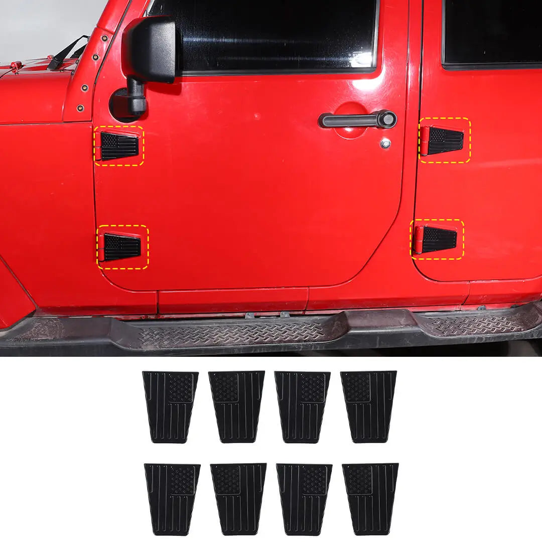 For 2007-2018 Jeep Wrangler JK 4-Door US Flag Door Hinge Cover Trim（8 pcs）