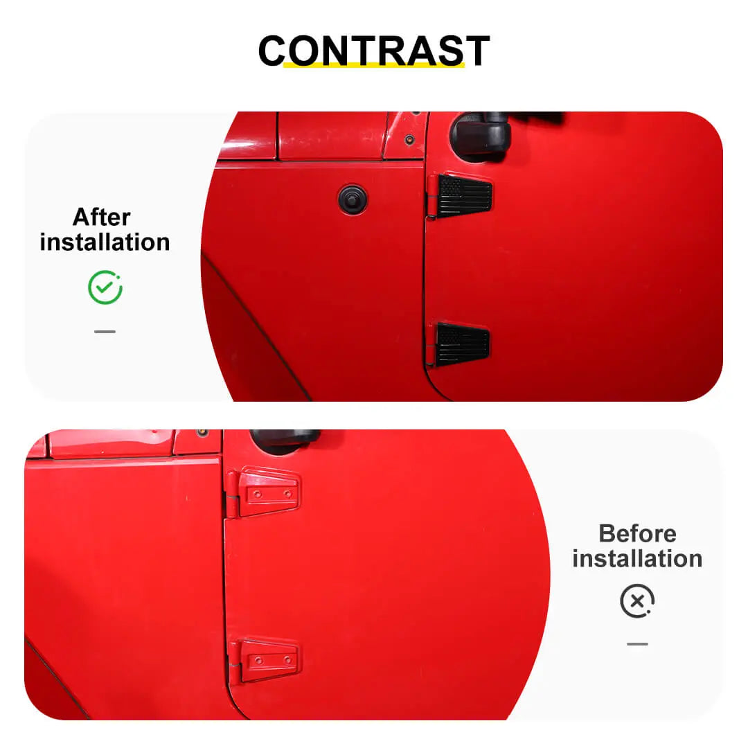 For 2007-2018 Jeep Wrangler JK 4-Door US Flag Door Hinge Cover Trim（8 pcs）