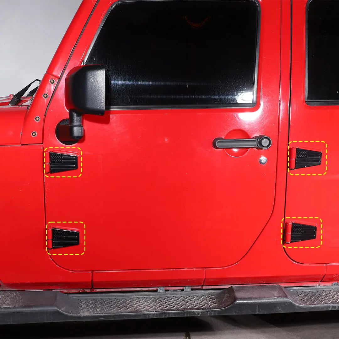 For 2007-2018 Jeep Wrangler JK 4-Door US Flag Door Hinge Cover Trim（8 pcs）