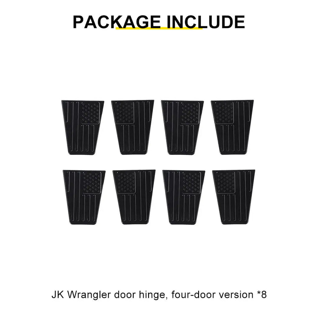For 2007-2018 Jeep Wrangler JK 4-Door US Flag Door Hinge Cover Trim（8 pcs）