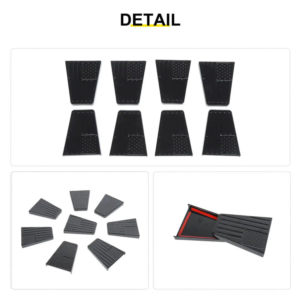 For 2007-2018 Jeep Wrangler JK 4-Door US Flag Door Hinge Cover Trim（8 pcs）