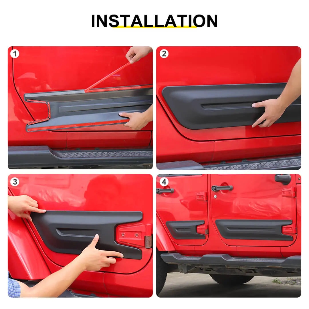 For 2007-2018 Jeep Wrangler JK 4-Door Version Car Door Anti Scratch Protective Panel Cover (4 pcs)