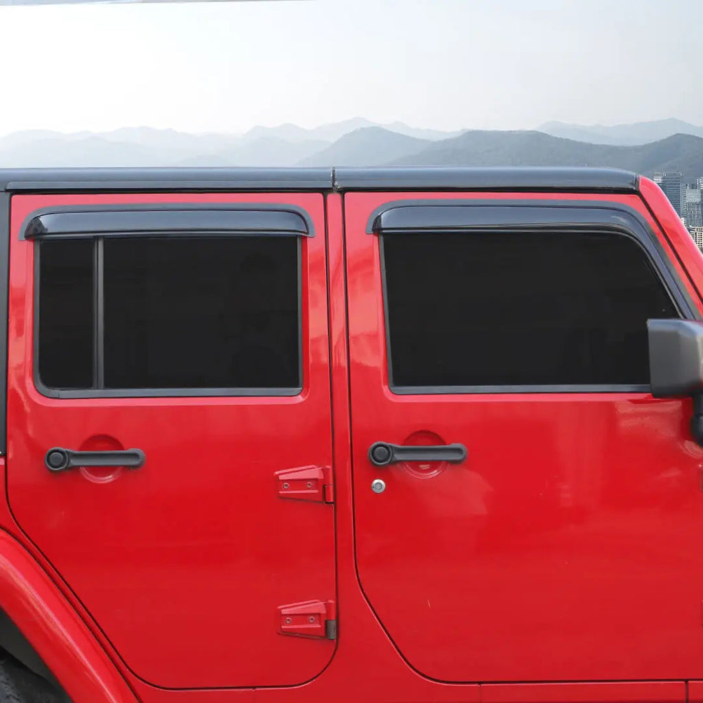 For 2007-2018 Jeep Wrangler JK 4-Door Version Car Window Sun Rain Visors Wind Rain Guard (4 pcs)