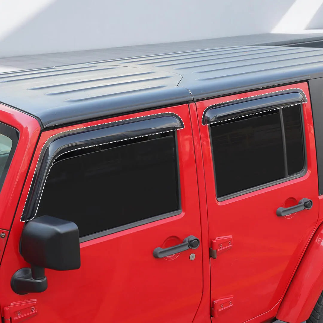 For 2007-2018 Jeep Wrangler JK 4-Door Version Car Window Sun Rain Visors Wind Rain Guard (4 pcs)