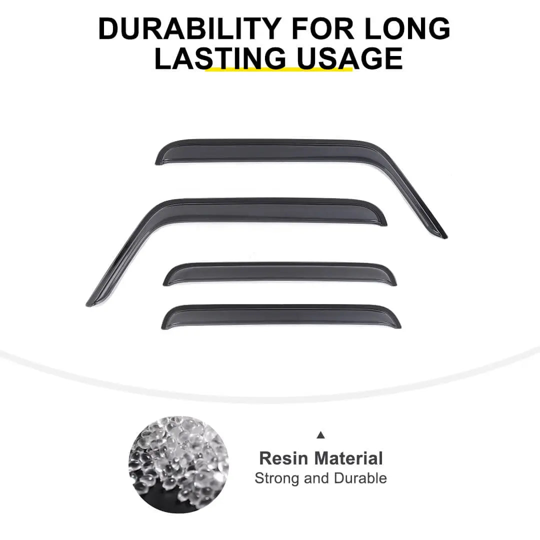For 2007-2018 Jeep Wrangler JK 4-Door Version Car Window Sun Rain Visors Wind Rain Guard (4 pcs)