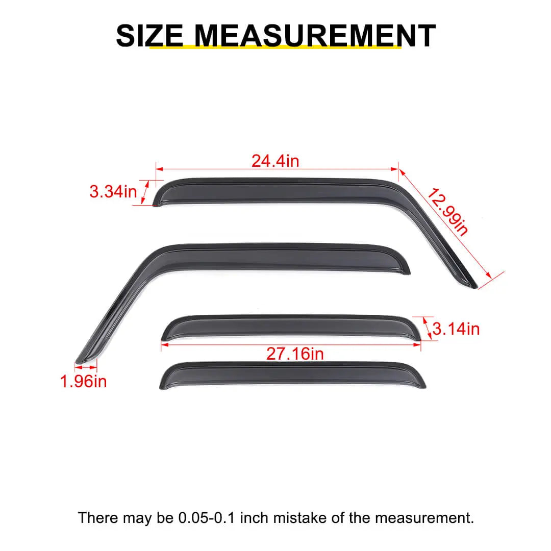 For 2007-2018 Jeep Wrangler JK 4-Door Version Car Window Sun Rain Visors Wind Rain Guard (4 pcs)