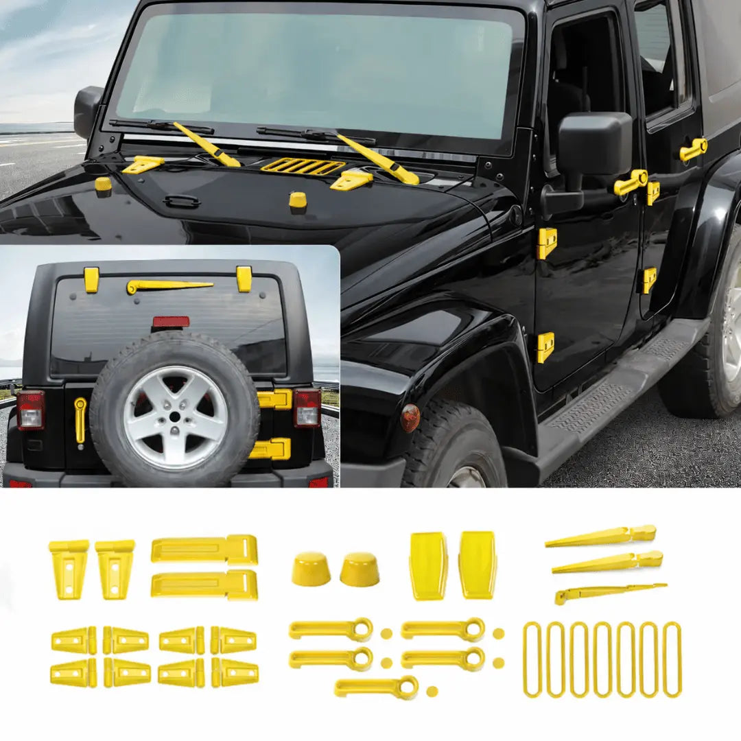 For 2007-2018 Jeep Wrangler JK 4-Door Version Full Set Exterior Decoration Hinges Trims Cover Kit (31 pcs)
