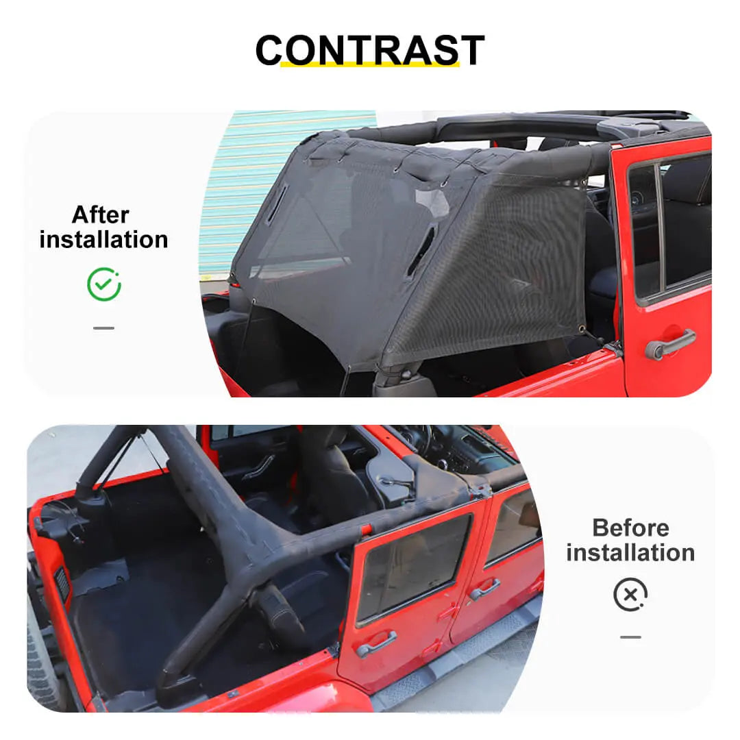 For 2007-2018 Jeep Wrangler JK 4-Door Version Rear Trunk Sunshade Mesh Insulation Net Cover