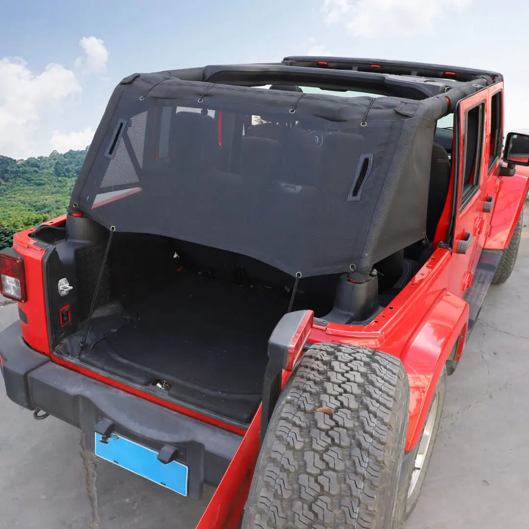 For 2007-2018 Jeep Wrangler JK 4-Door Version Rear Trunk Sunshade Mesh Insulation Net Cover