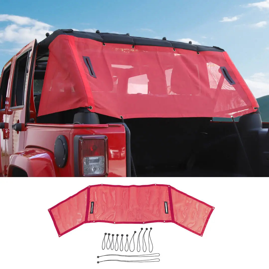 For 2007-2018 Jeep Wrangler JK 4-Door Version Rear Trunk Sunshade Mesh Insulation Net Cover