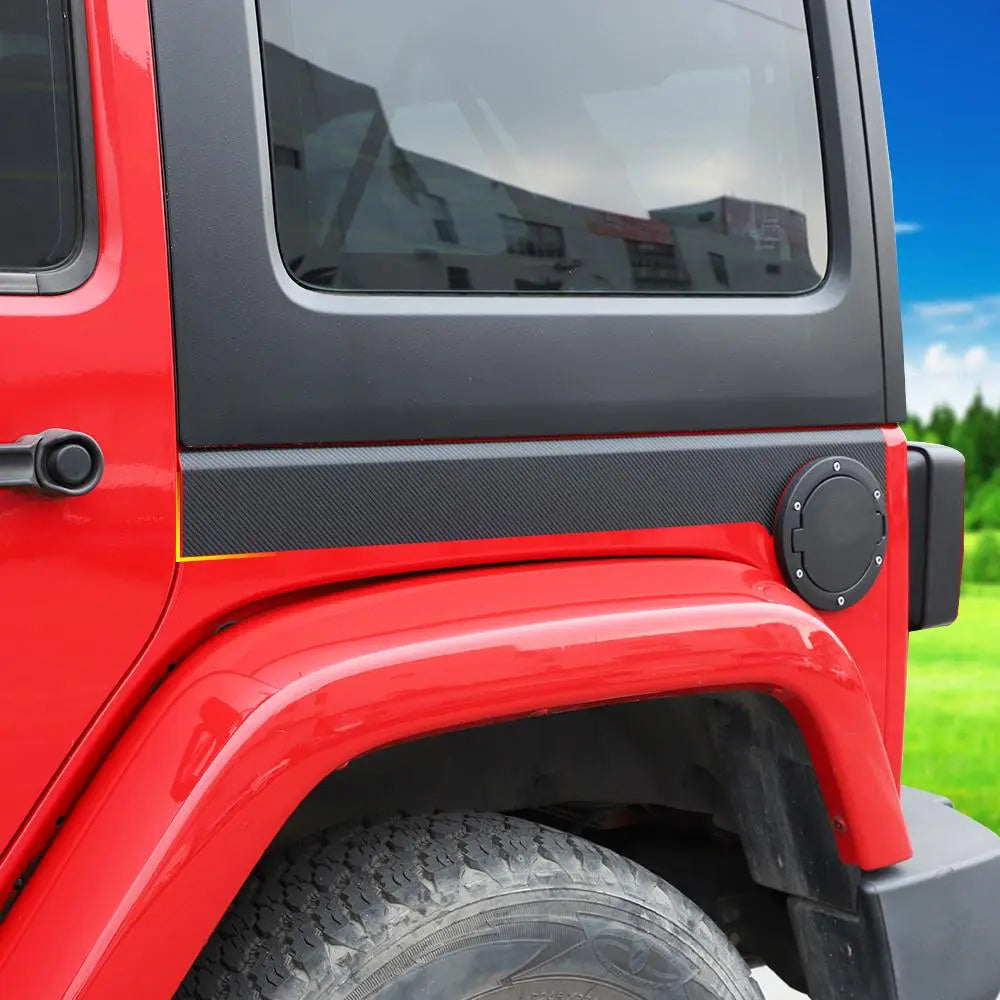 For 2007-2018 Jeep Wrangler JK 4Door Body Side Molding Sticker Cover Trim Carbon Fiber