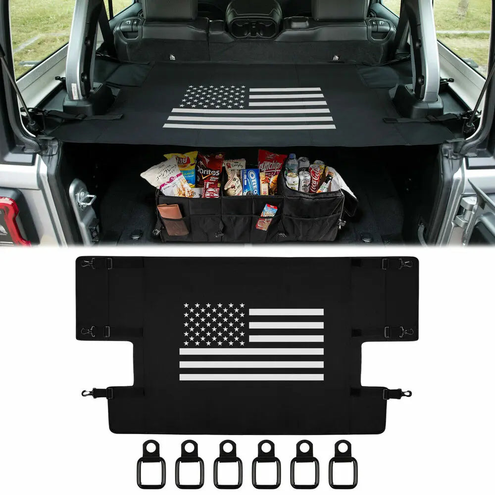 For 2007-2018 Jeep Wrangler JK 4Door Car Rear Trunk Shade Cargo Cover Curtain Black
