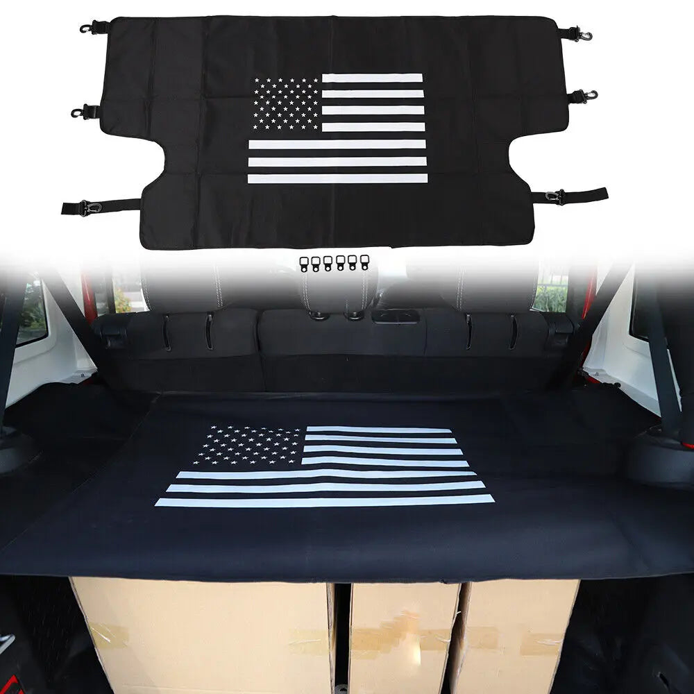 For 2007-2018 Jeep Wrangler JK 4Door Car Rear Trunk Shade Cargo Cover Curtain Black