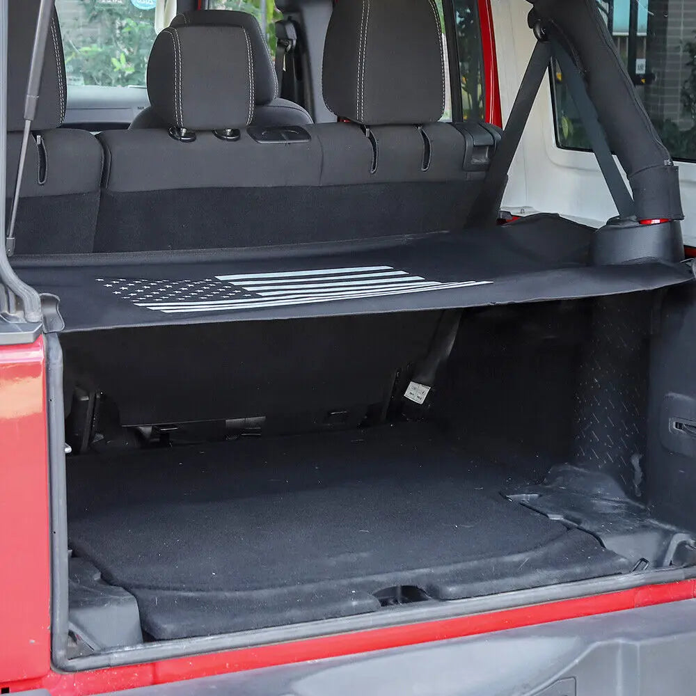 For 2007-2018 Jeep Wrangler JK 4Door Car Rear Trunk Shade Cargo Cover Curtain Black