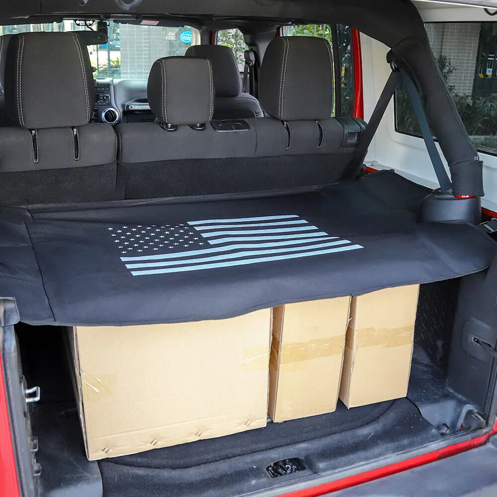 For 2007-2018 Jeep Wrangler JK 4Door Car Rear Trunk Shade Cargo Cover Curtain Black