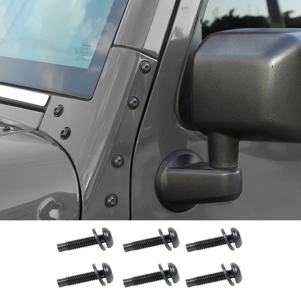 For 2007-2018 Jeep Wrangler JK 6× Steel Front Windshield Frame Hinge Torx Screws