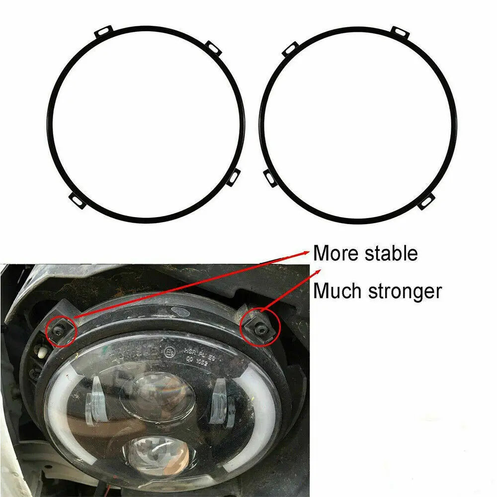 For 2007-2018 Jeep Wrangler JK 7'' Headlight Mounting Bracket Ring Trim Bezel