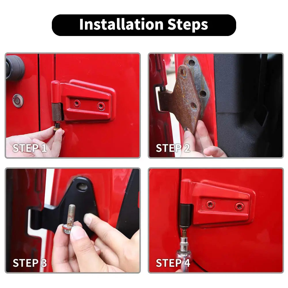 For 2007-2018 Jeep Wrangler JK 8/16 x Powder Coat Door Hinges Replaced Car Parts 2/4-Door