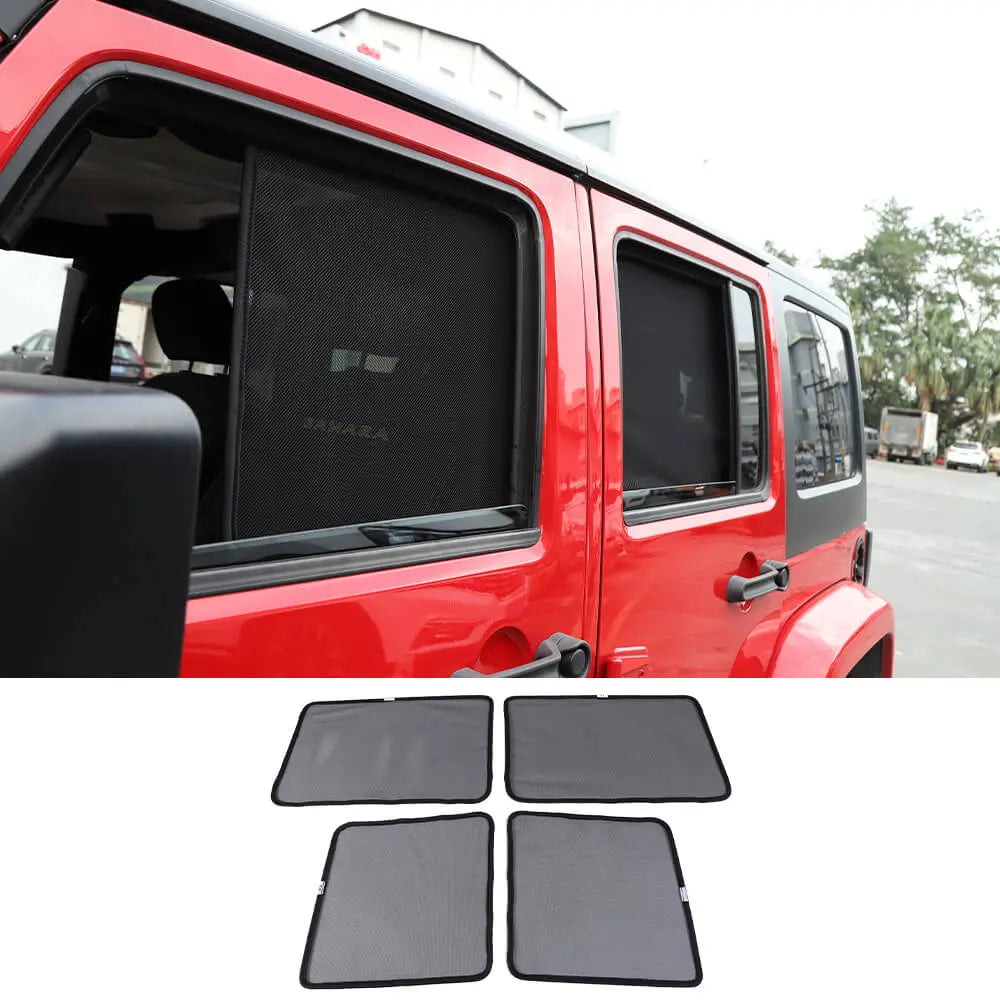 For 2007-2018 Jeep Wrangler JK Car Front & Rear Window SunShade Bug Insect Screen Mesh 4pcs