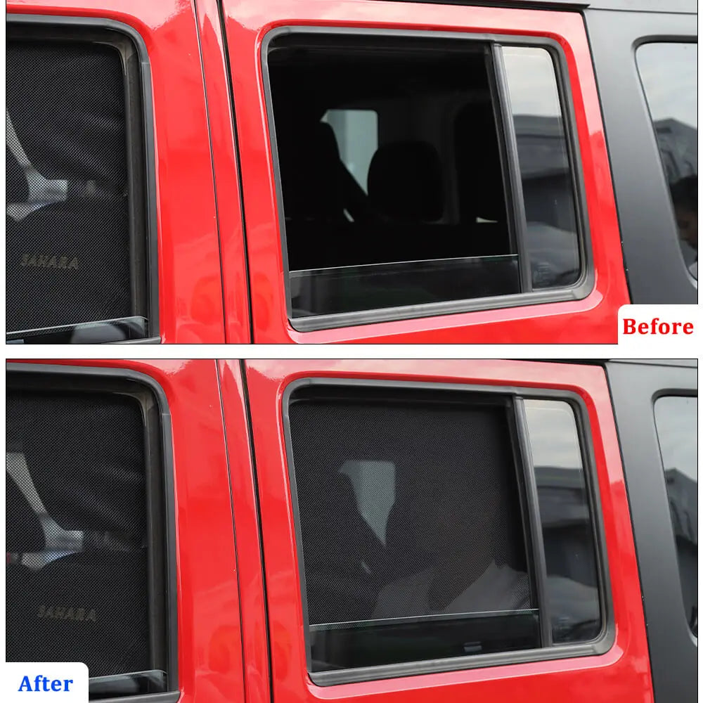 For 2007-2018 Jeep Wrangler JK Car Front & Rear Window SunShade Bug Insect Screen Mesh 4pcs