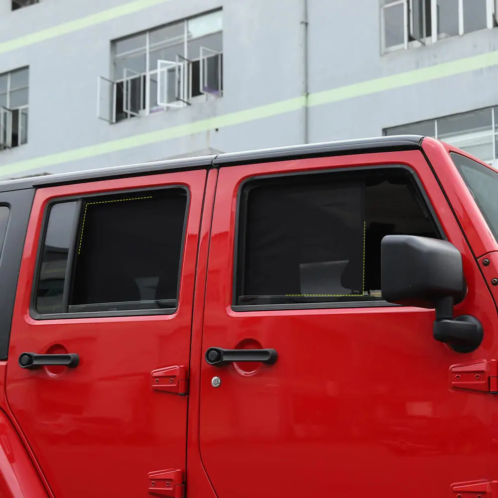 For 2007-2018 Jeep Wrangler JK Car Front & Rear Window SunShade Bug Insect Screen Mesh 4pcs