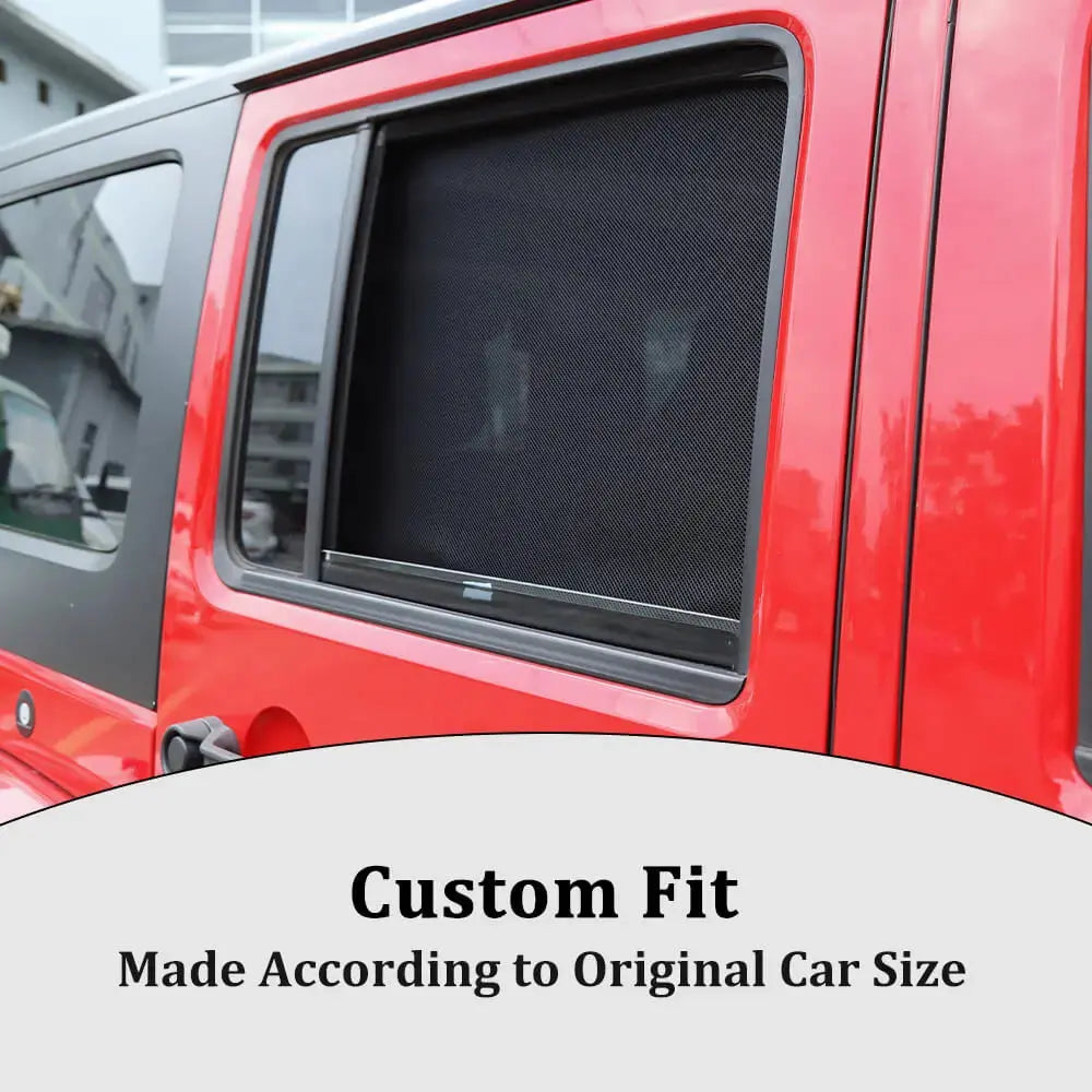 For 2007-2018 Jeep Wrangler JK Car Front & Rear Window SunShade Bug Insect Screen Mesh 4pcs