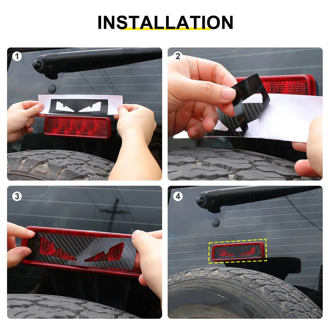 For 2007-2018 Jeep Wrangler JK Car Third High Mount Brake Light Sticker Cover Carbon Fiber