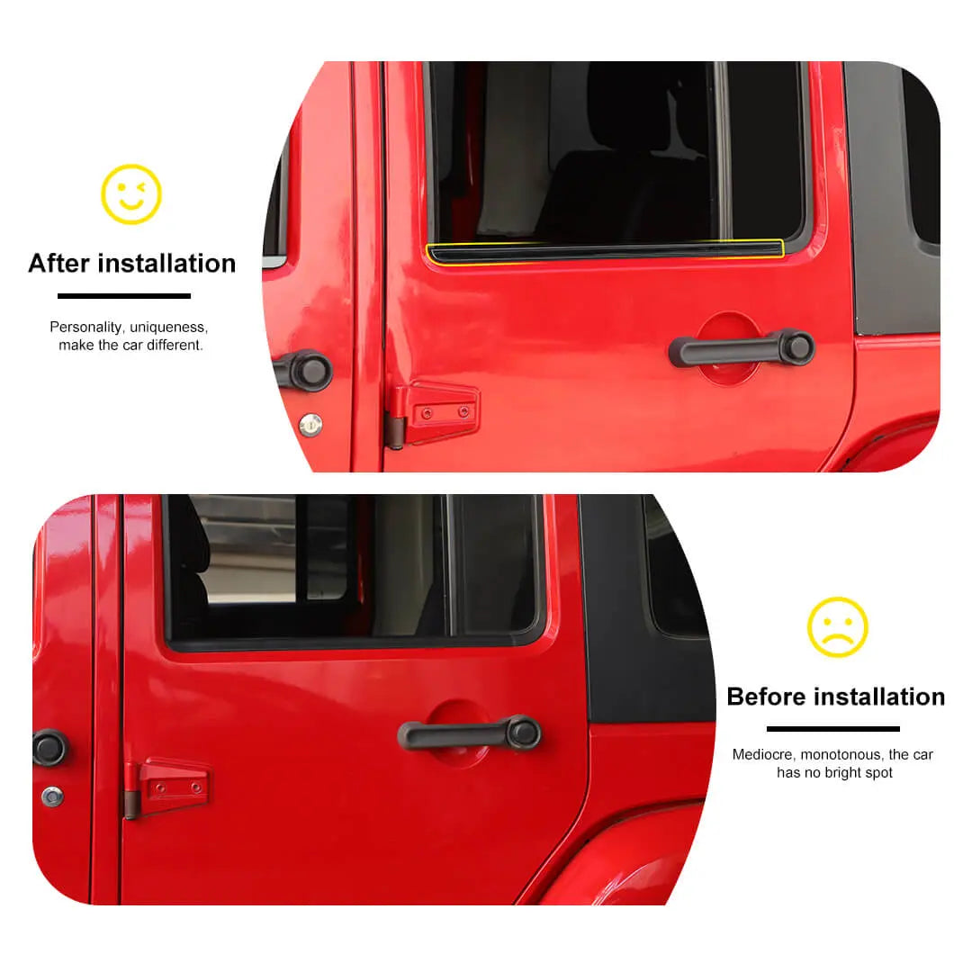 For 2007-2018 Jeep Wrangler JK Car Window Sill Strip Trims Cover Kit (4 pcs)