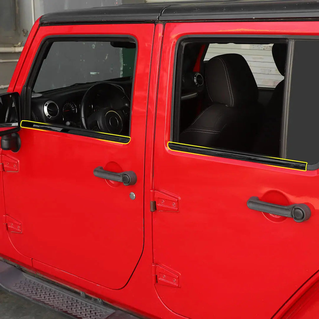 For 2007-2018 Jeep Wrangler JK Car Window Sill Strip Trims Cover Kit (4 pcs)