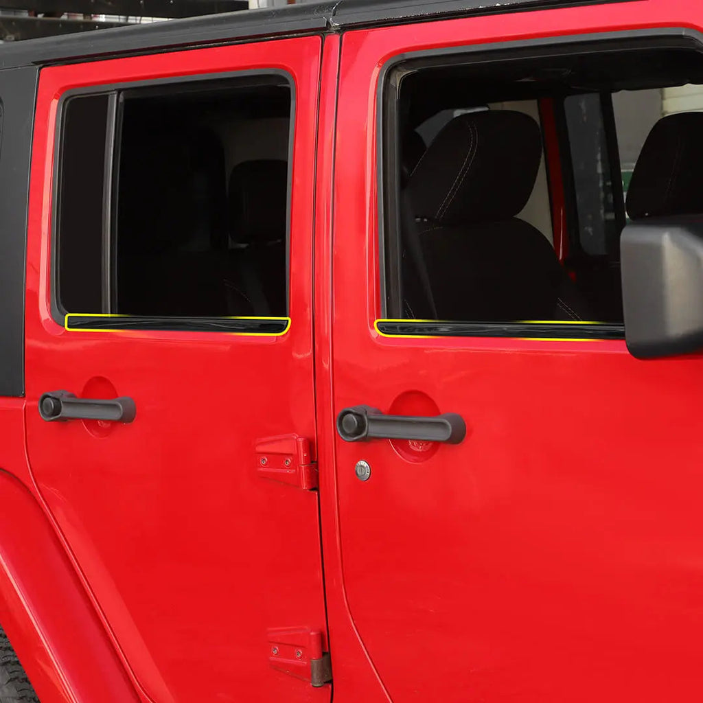 For 2007-2018 Jeep Wrangler JK Car Window Sill Strip Trims Cover Kit (4 pcs)