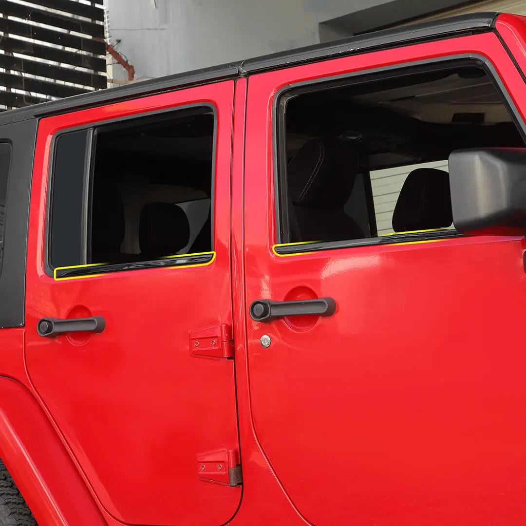 For 2007-2018 Jeep Wrangler JK Car Window Sill Strip Trims Cover Kit (4 pcs)