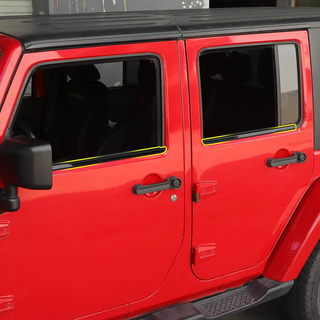 For 2007-2018 Jeep Wrangler JK Car Window Sill Strip Trims Cover Kit (4 pcs)