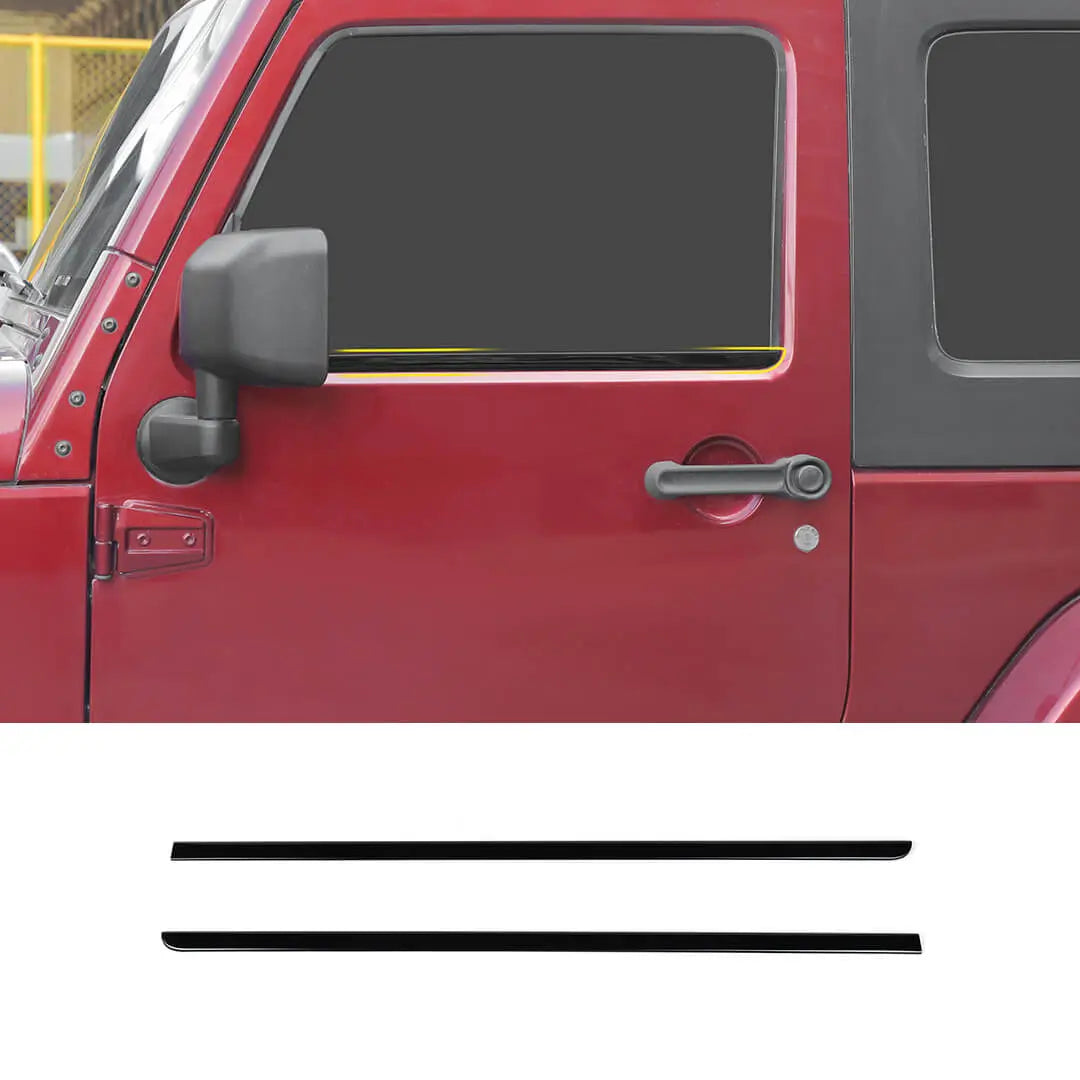 For 2007-2018 Jeep Wrangler JK Car Window Sill Strip Trims Cover Kit (4 pcs)
