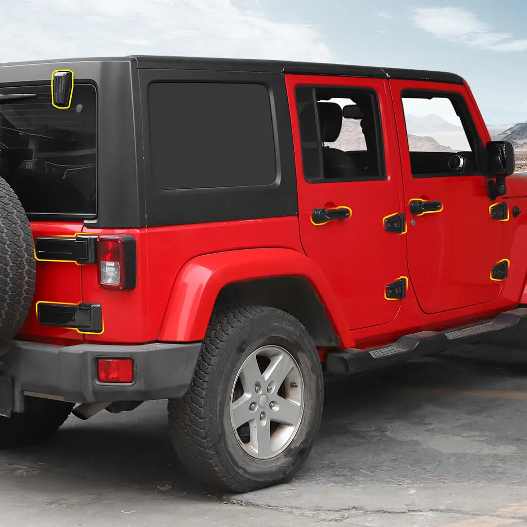 For 2007-2018 Jeep Wrangler JK 21 x Door Handle Hinge Cover Hood Rubber Head Cap Trim Cover Kit