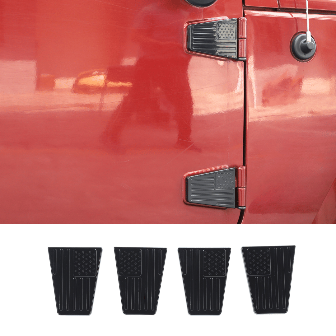 For 2007-2018 Jeep Wrangler JK Door Hinge cover Trim With USA Flag Pattern