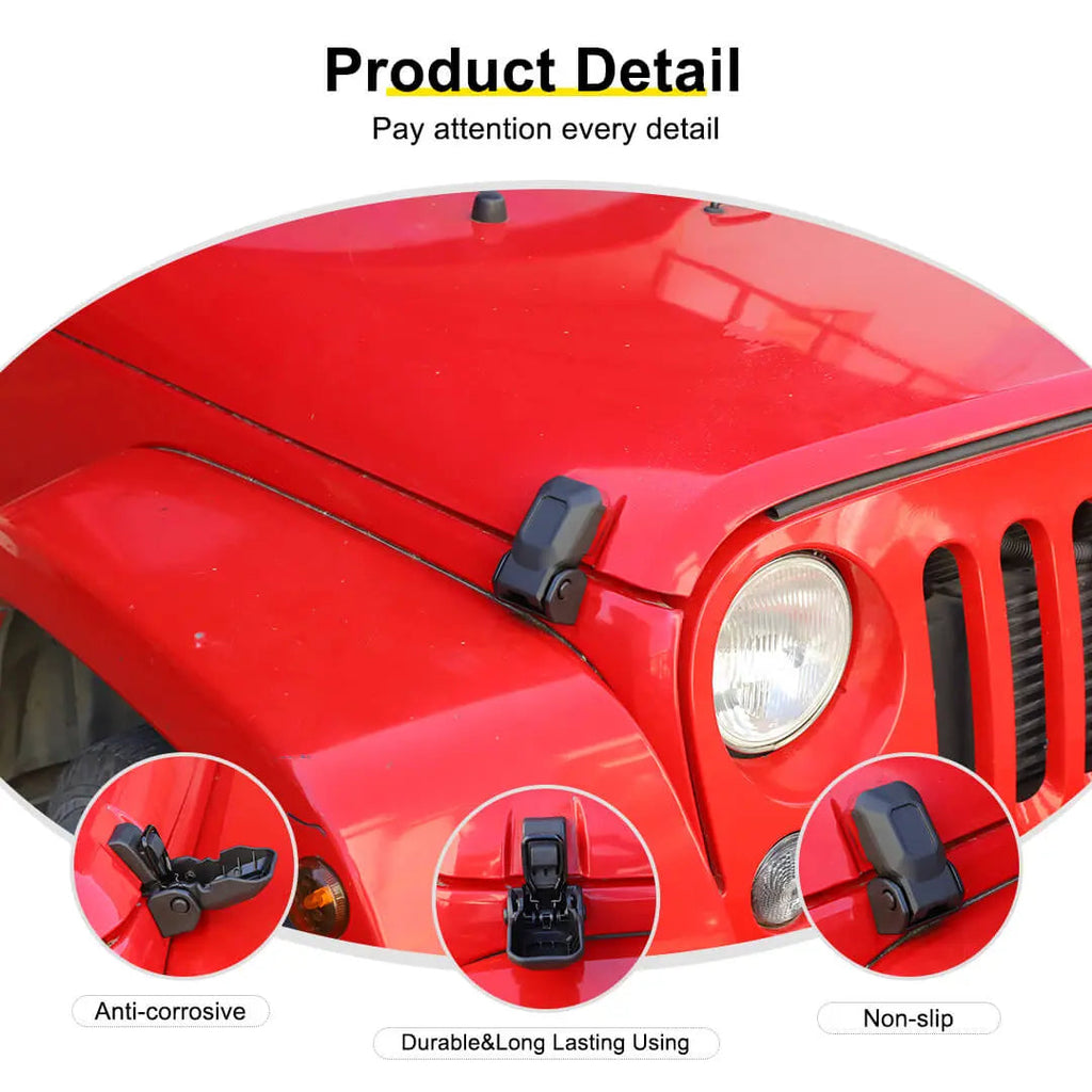For 2007-2018 Jeep Wrangler JK Engine Hood Lock Catch Bracket Latches Buckle (2 pcs)