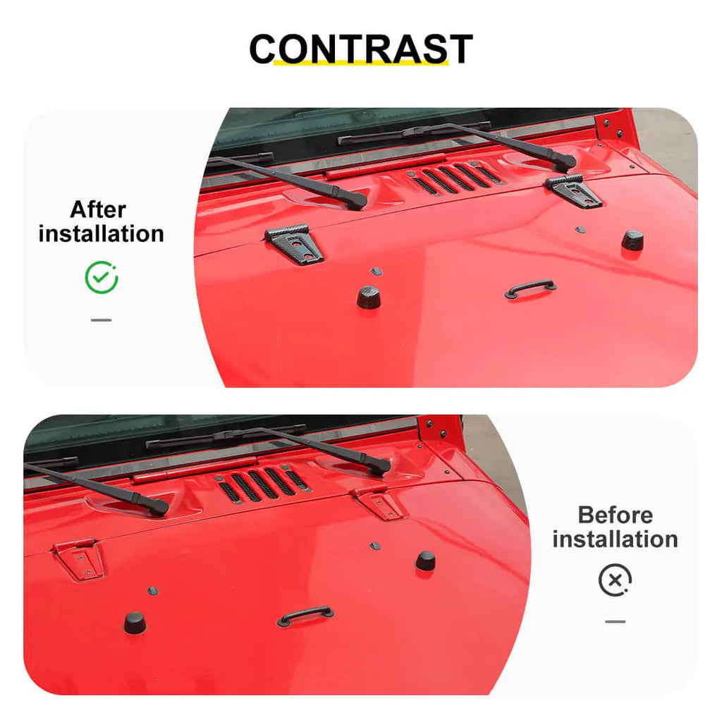 For 2007-2018 Jeep Wrangler JK Engine Hood Rubber Head Hood Hinge Cover Trim Kit (4 pcs)