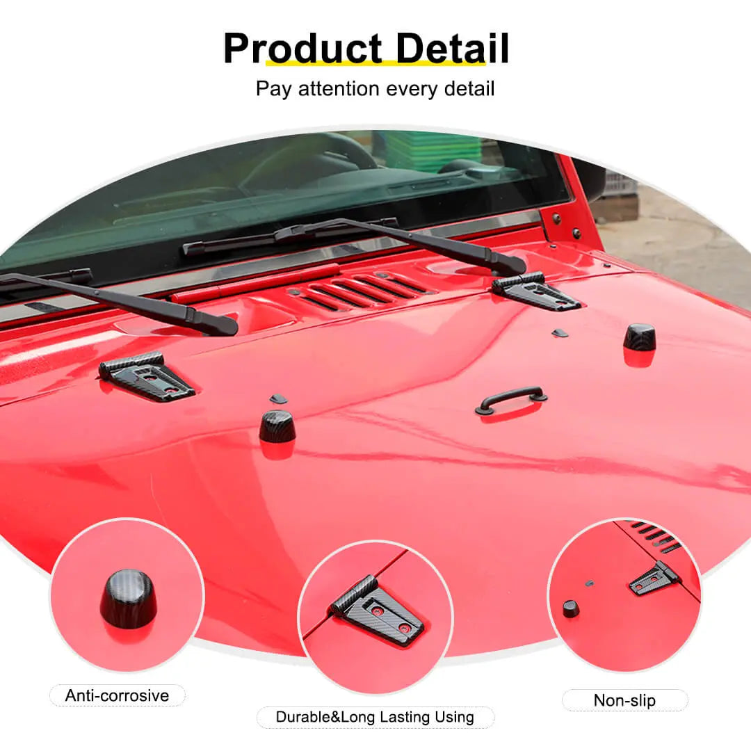 For 2007-2018 Jeep Wrangler JK Engine Hood Rubber Head Hood Hinge Cover Trim Kit (4 pcs)