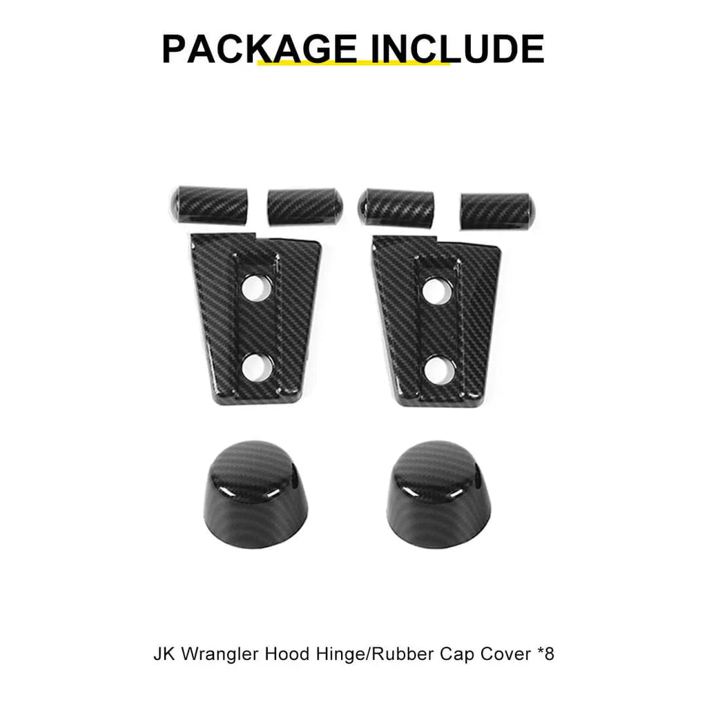 For 2007-2018 Jeep Wrangler JK Engine Hood Rubber Head Hood Hinge Cover Trim Kit (4 pcs)