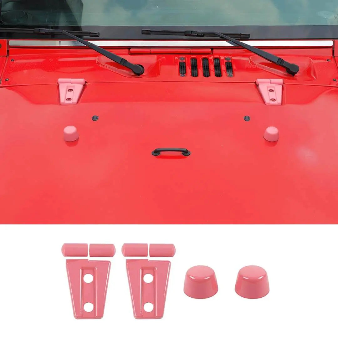 For 2007-2018 Jeep Wrangler JK Engine Hood Rubber Head Hood Hinge Cover Trim Kit (4 pcs)