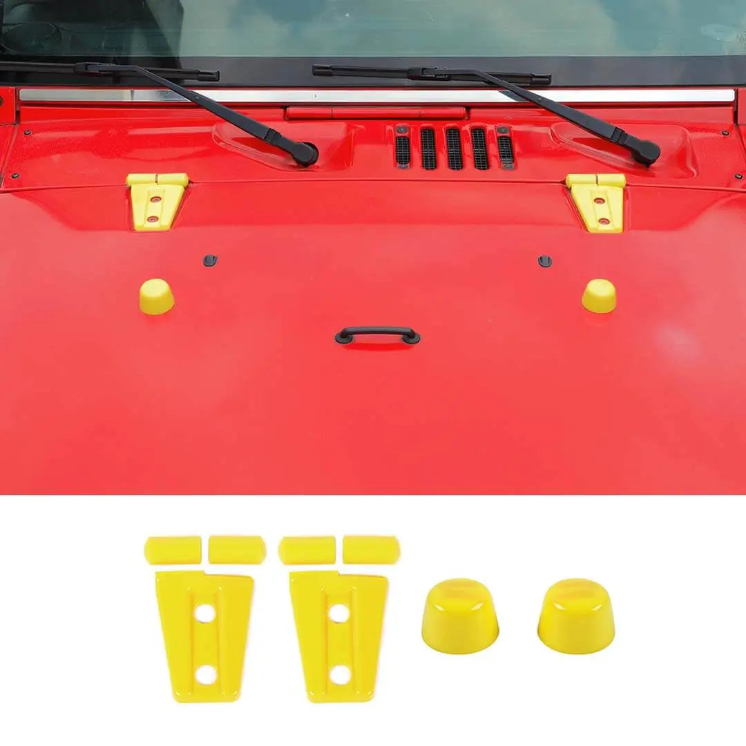 For 2007-2018 Jeep Wrangler JK Engine Hood Rubber Head Hood Hinge Cover Trim Kit (4 pcs)