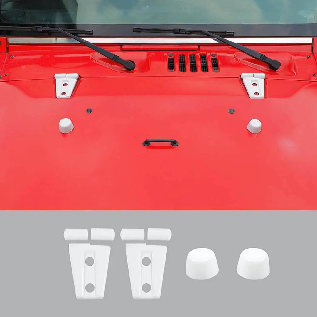 For 2007-2018 Jeep Wrangler JK Engine Hood Rubber Head Hood Hinge Cover Trim Kit (4 pcs)