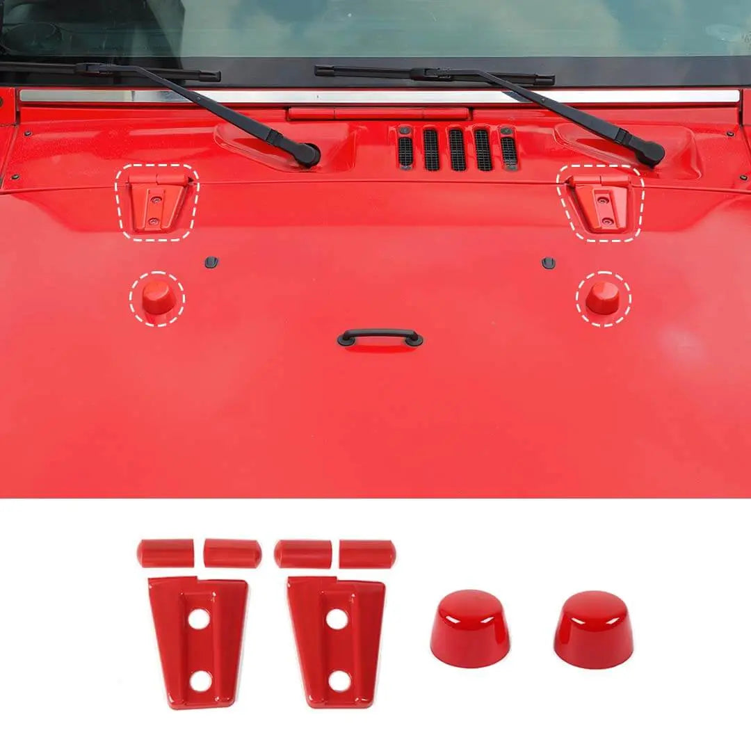 For 2007-2018 Jeep Wrangler JK Engine Hood Rubber Head Hood Hinge Cover Trim Kit (4 pcs)