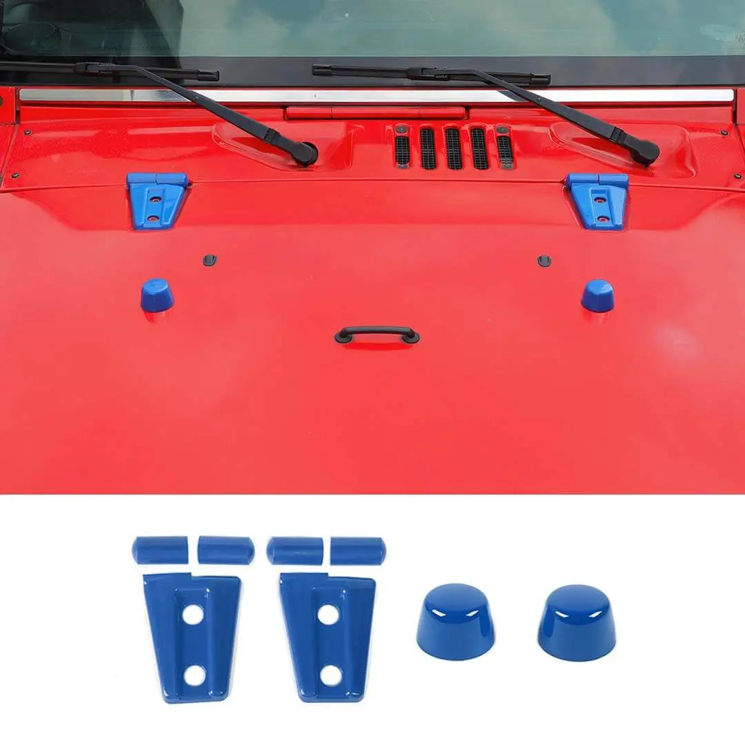 For 2007-2018 Jeep Wrangler JK Engine Hood Rubber Head Hood Hinge Cover Trim Kit (4 pcs)